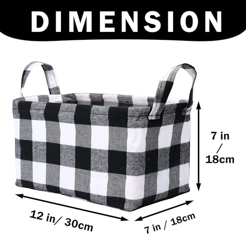 Kaaltisy Buffalo Storage Basket - Black and White Foldable Storage Baskets, Buffalo Plaid Cube Storage Bins for Shelves, Home Office Organizer Containers for Closet, Towels, Drawers - 3 Pack - Image 2