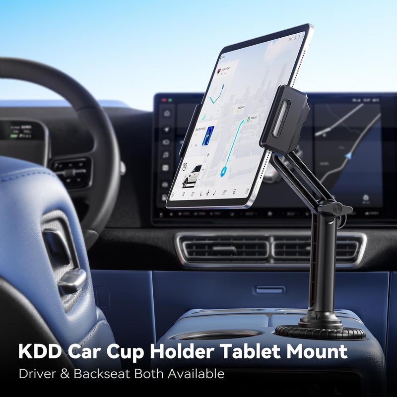 KDD Tablet Holder for Car, Long Adjustable Arm Car Cup Holder iPad Stand for Truck Mount, Universal Car Cup Cradle Stand Fit 4.7-13 Tablet Phone for iPad Pro, Galaxy, Switch, Travel Accessories - Image 2