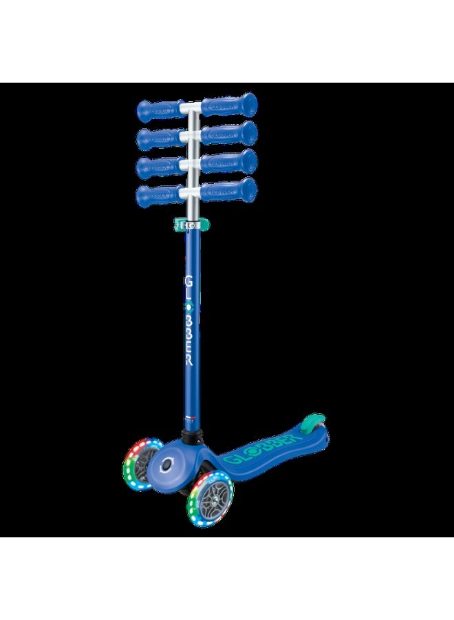 GLOBBER سكوتر أطفال بريمو بلس مع أضواء LED - سكوتر ثلاثي العجلات قابل للتعديل وقابل للطي - أزرق داكن وأخضر - Image 2