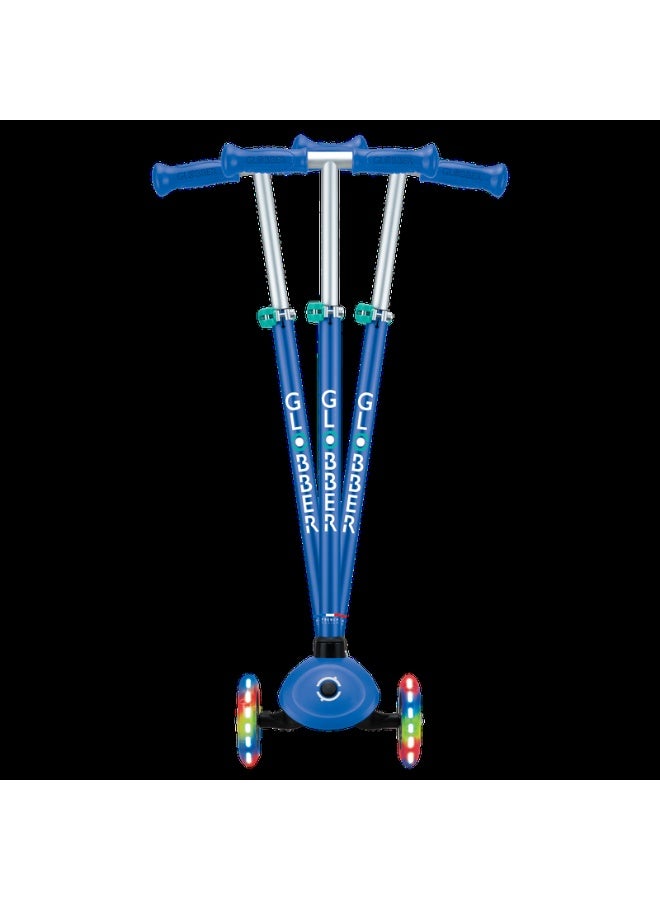 GLOBBER سكوتر أطفال بريمو بلس مع أضواء LED - سكوتر ثلاثي العجلات قابل للتعديل وقابل للطي - أزرق داكن وأخضر - Image 3