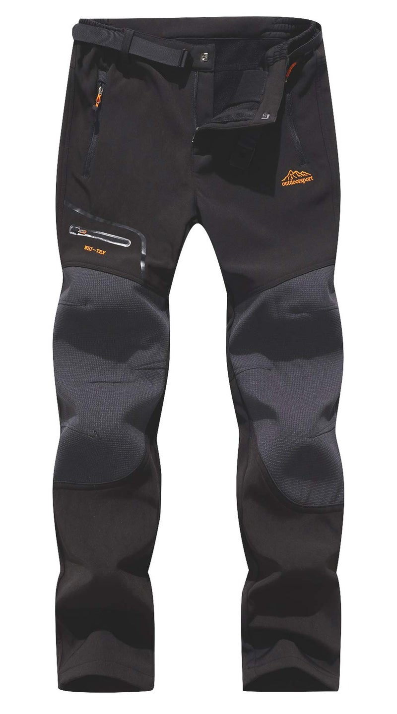 BenBoy Men's Snow Ski Outdoor Waterproof Windproof Fleece Cargo Hiking Pants,AN-SF1602M-Black-M