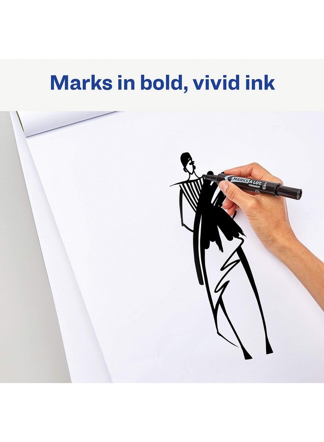 AVERY Marks A Lot Avery Permanent Marker Regular Chisel Tip Black (07888) 12 Markers - Image 5