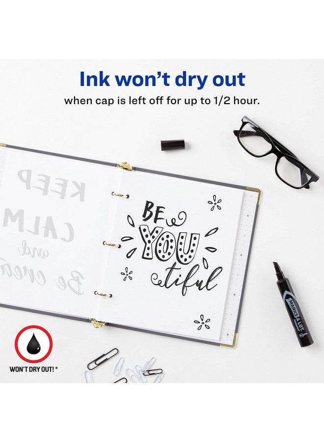 AVERY Marks A Lot Avery Permanent Marker Regular Chisel Tip Black (07888) 12 Markers - Image 3