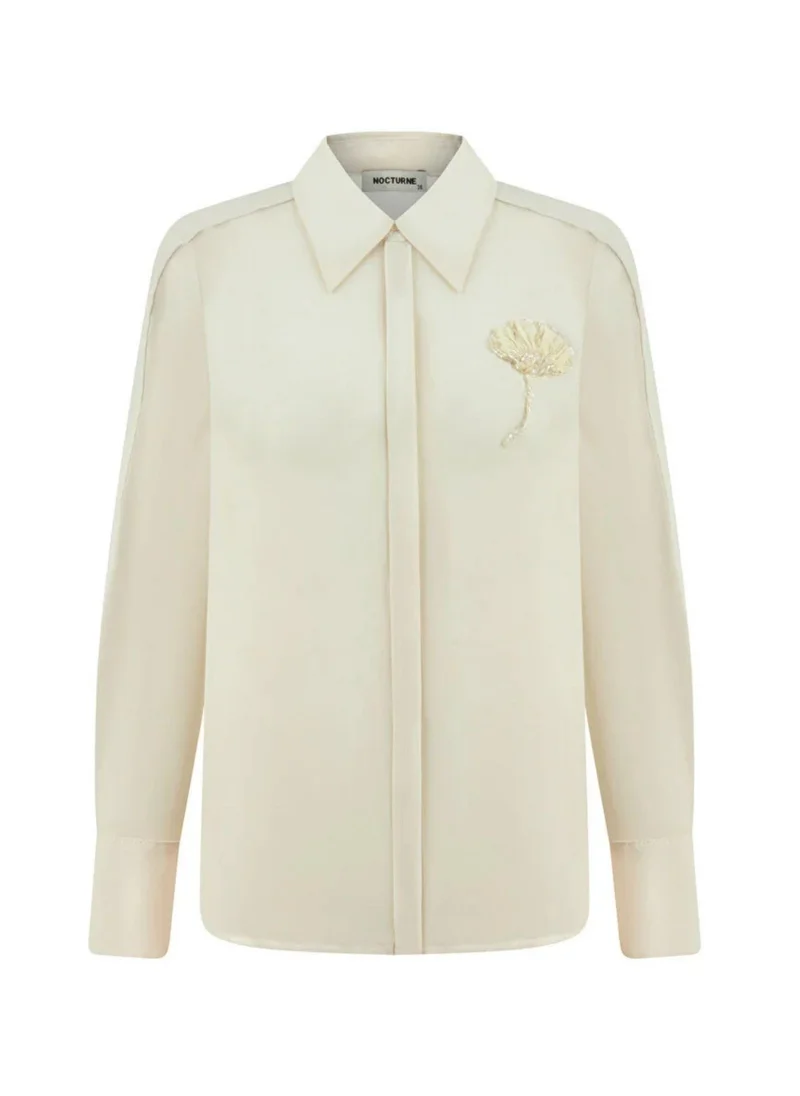 Nocturne Transparent Shirt with Flower Detail