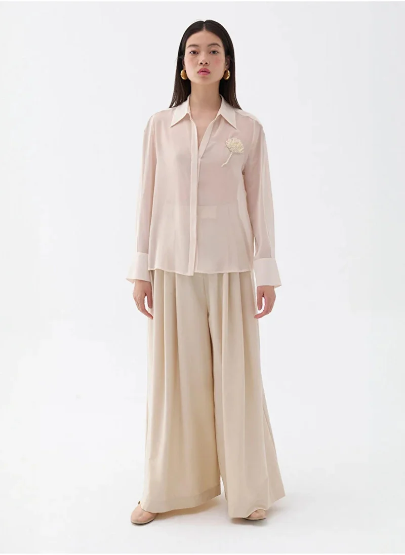 Nocturne Transparent Shirt with Flower Detail