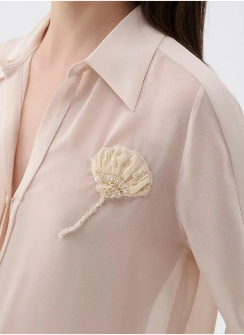 Nocturne Transparent Shirt with Flower Detail