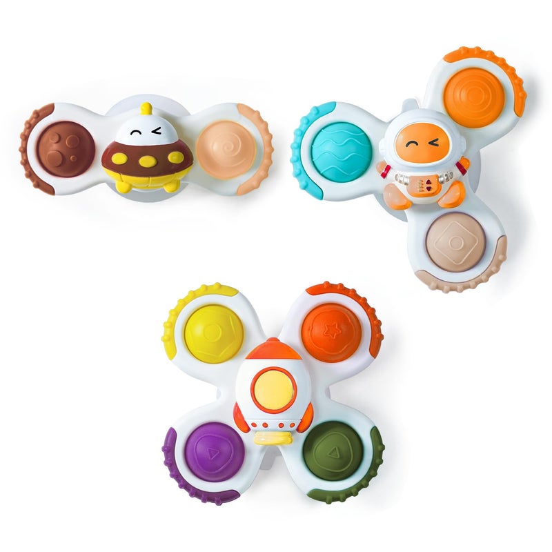 LiKee Strong Suction Cup Fidget Rotating Sensory Bath Toys for Baby Christmas Stocking Stuffers Airplane Car Travel Table Window Toys for Toddler Boys and Girls 10 Months - Image 2