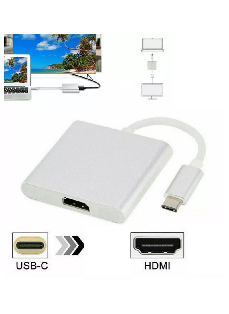ماركة غير محددة محول متعدد المنافذ USB 3.1-C بدقة 4K، فضي اللون.  - Image 2