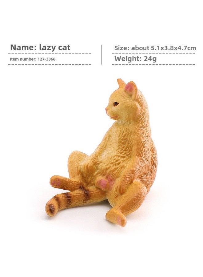 Children's Mini Simulation Pet Cat Model Orange Cat Fat Cat British Short-haired Cat Pastoral Cat Decorative Ornaments-Color:Pl127-3366 Lazy Cat 24g  - Image 1