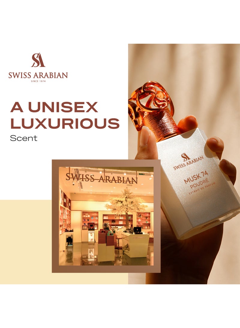 SWISS ARABIAN Musk 74 Poudre Extrait de Parfum, 50ml, Premium Quality Perfume, Unisex Fragrance, Musky, Floral, Powdery Scent with Aldehydic Notes, Luxurious Blend Perfume for Women and Men - Image 3