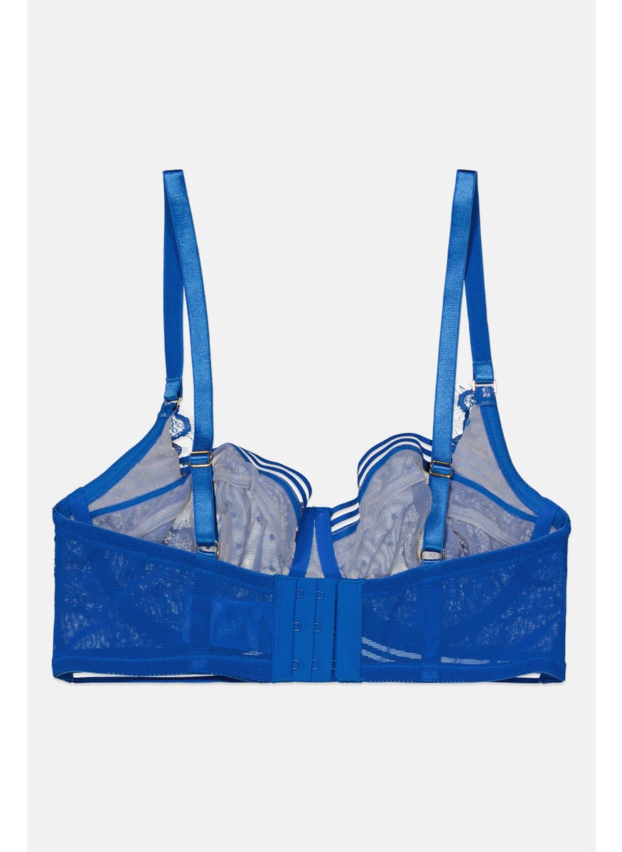 Figleaves Women Textured Non Padded Underwire Bra, Blue  - Image 2