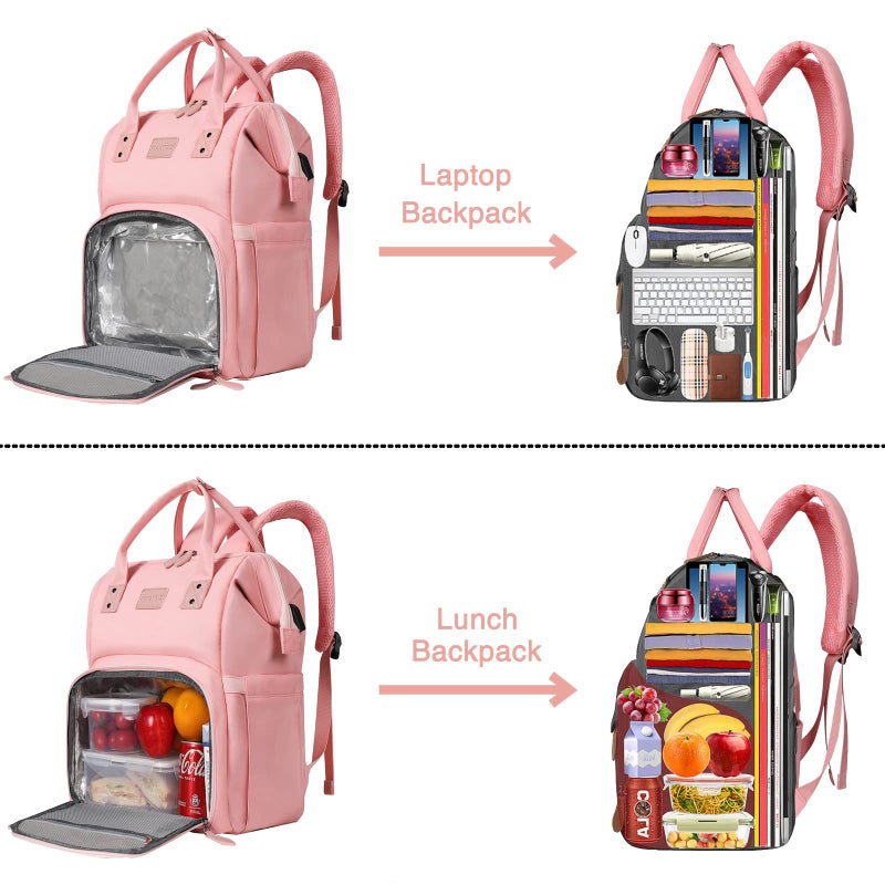 MAQTOIZ Women's Insulated Laptop Backpack Lunch Cooler Bookbag with USB Port for Women (15.6/14/13 Inch Laptop), Gift For Her - Image 4
