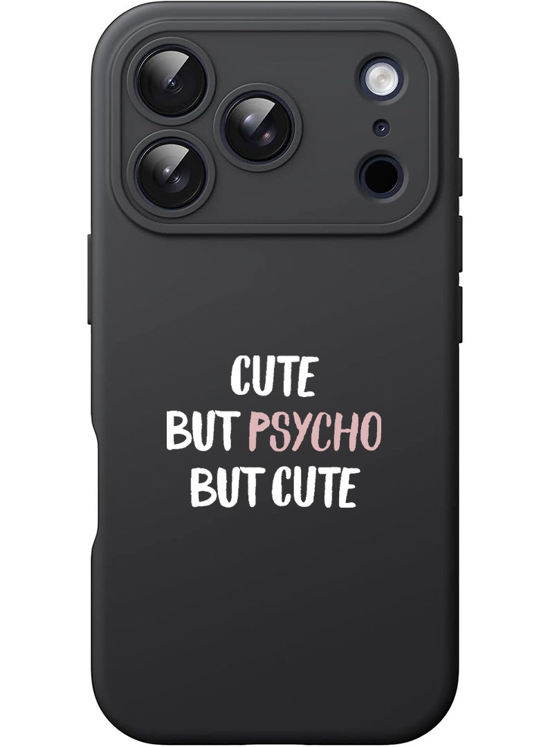 Theodor Protective Slim Fit Case Liquid Silicone Cover with Full Body Protection Anti-Scratch Shockproof Case For Apple iPhone 17 Pro Max (Black) cute psycho - White - Image 1