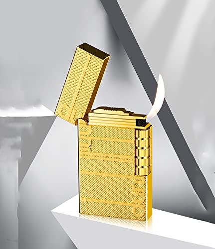Malisseladi Soft Flame Lighter, Traditional Flame Cigar Lighter with Adjustable Flame Dial, Vertical Ignition Roller, Metal Drawing Lighter Sliver - Image 2