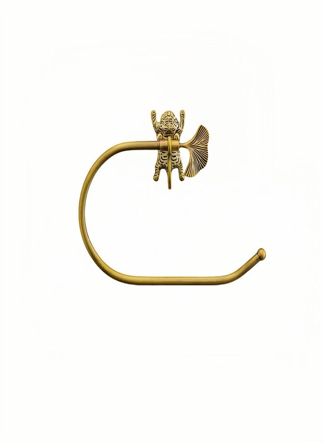 TerkCo Vintage Brass Towel Ring Holder,Decorative Hand Towel Rack with Tiger Design, Antique Brass Gold Wall Mounted for Kitchen, Bathroom Accessories (Gold) - Image 1