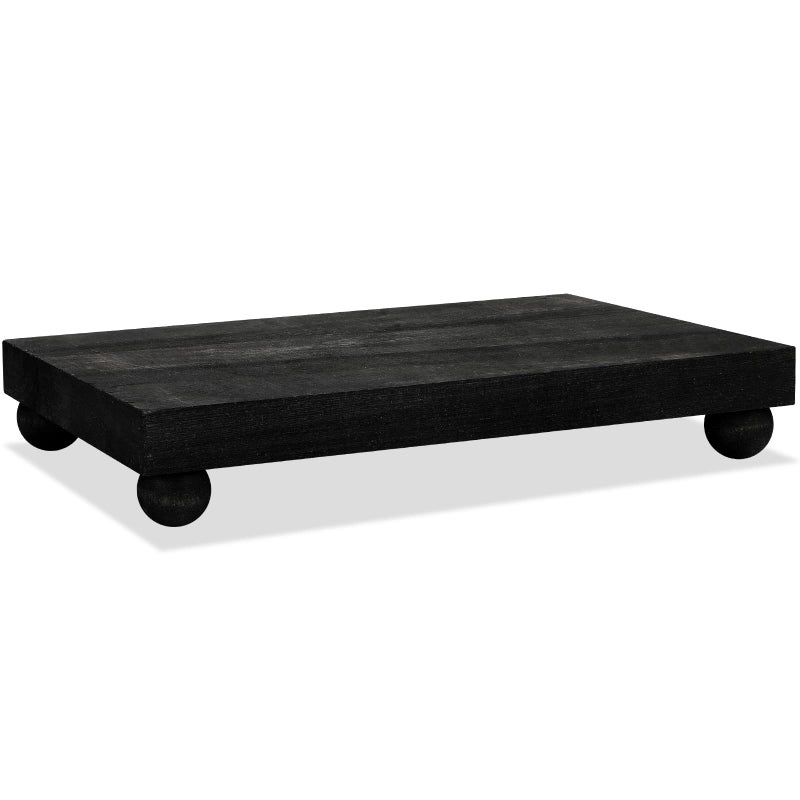 Amyhill Amyhill Wood Pedestal Stand Kitchen Soap Tray Farmhouse Wooden Riser Stand for Kitchen Bathroom Counter Table Decor Plant Candle Vases Display Black 9 x 6 Inch