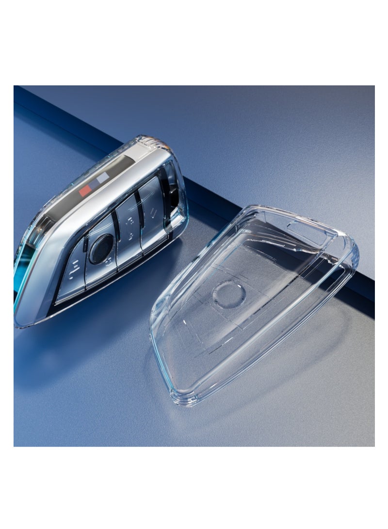 نوفولان غطاء مفتاح سيارة NOVOLAN، قطعتان، شفاف رفيع للغاية، تغطية كاملة، مظهر أصلي يحمي من الغبار والحطام، مناسب لطرازات BMW، بما في ذلك X3 وX1 وX5 وX6 والسلسلة 5 الجديدة (شفاف) - Image 1