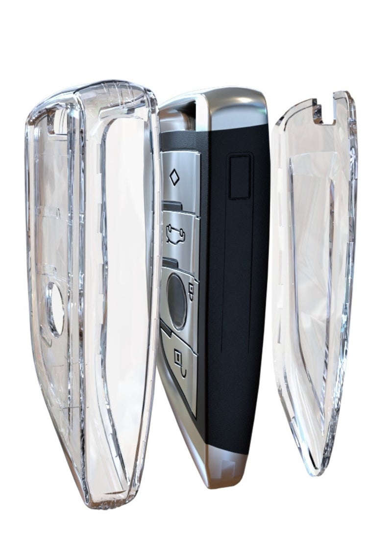 نوفولان غطاء مفتاح سيارة NOVOLAN، قطعتان، شفاف رفيع للغاية، تغطية كاملة، مظهر أصلي يحمي من الغبار والحطام، مناسب لطرازات BMW، بما في ذلك X3 وX1 وX5 وX6 والسلسلة 5 الجديدة (شفاف) - Image 3