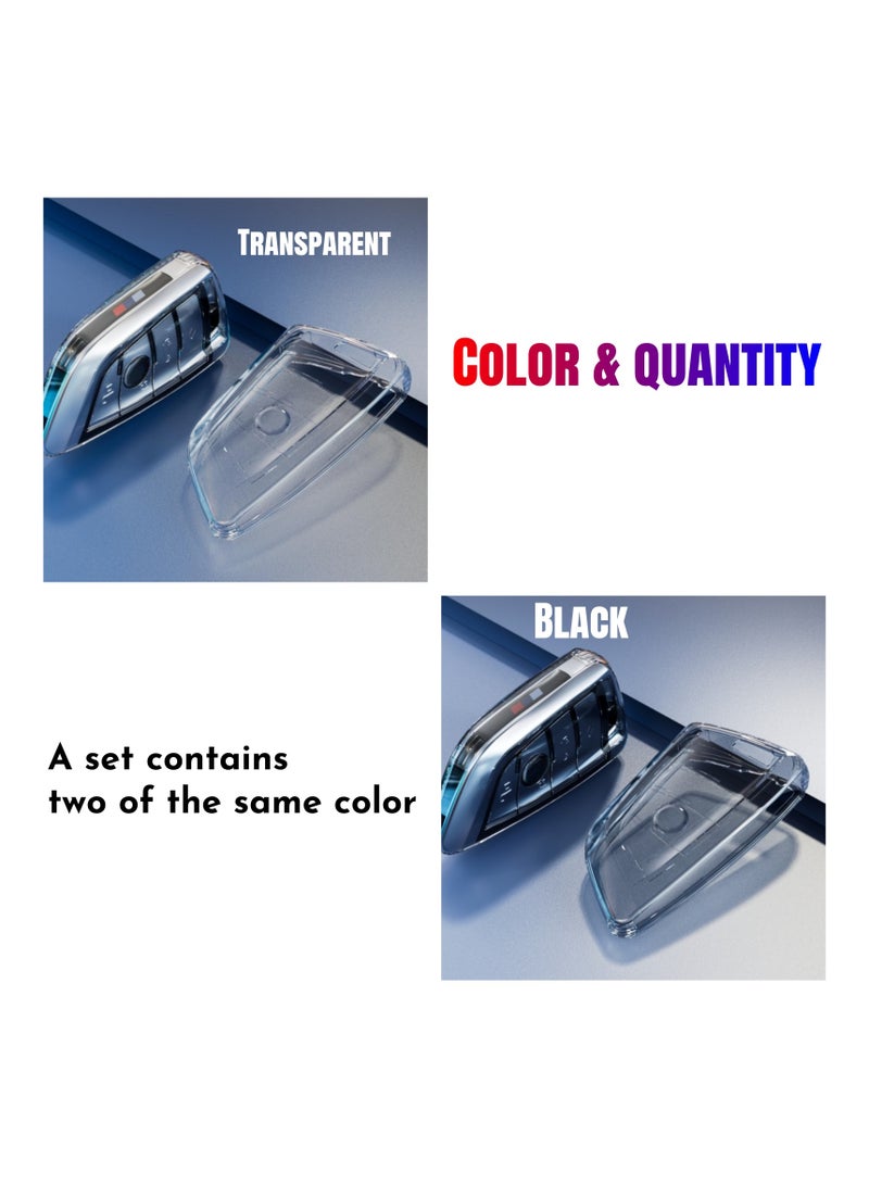 نوفولان غطاء مفتاح سيارة NOVOLAN، قطعتان، شفاف رفيع للغاية، تغطية كاملة، مظهر أصلي يحمي من الغبار والحطام، مناسب لطرازات BMW، بما في ذلك X3 وX1 وX5 وX6 والسلسلة 5 الجديدة (شفاف) - Image 2