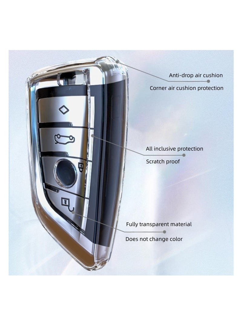 نوفولان غطاء مفتاح سيارة NOVOLAN، قطعتان، شفاف رفيع للغاية، تغطية كاملة، مظهر أصلي يحمي من الغبار والحطام، مناسب لطرازات BMW، بما في ذلك X3 وX1 وX5 وX6 والسلسلة 5 الجديدة (شفاف) - Image 5