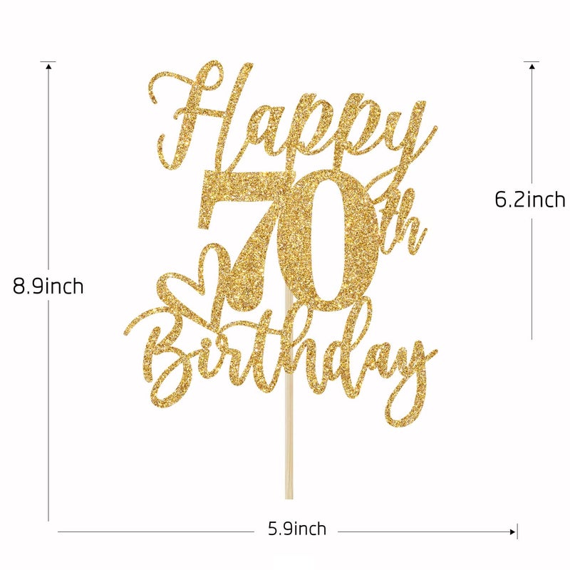 Yotawebery Happy 70th Birthday Cake Topper  70th Birthday Cake Decorations  Cheers to 70 Years  70 and Fabulous  70th Birthday Party Decorations Gold Glitter - Image 5