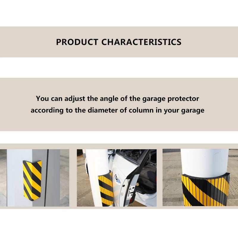 GUEQUITLEX Garage Wall Protector Foam Wall Column Guard for Parking Garages - Reflective Wall Edge Protector - 2 Pack Pole Guard - Wall Edge and Bumpers Guards - Image 5