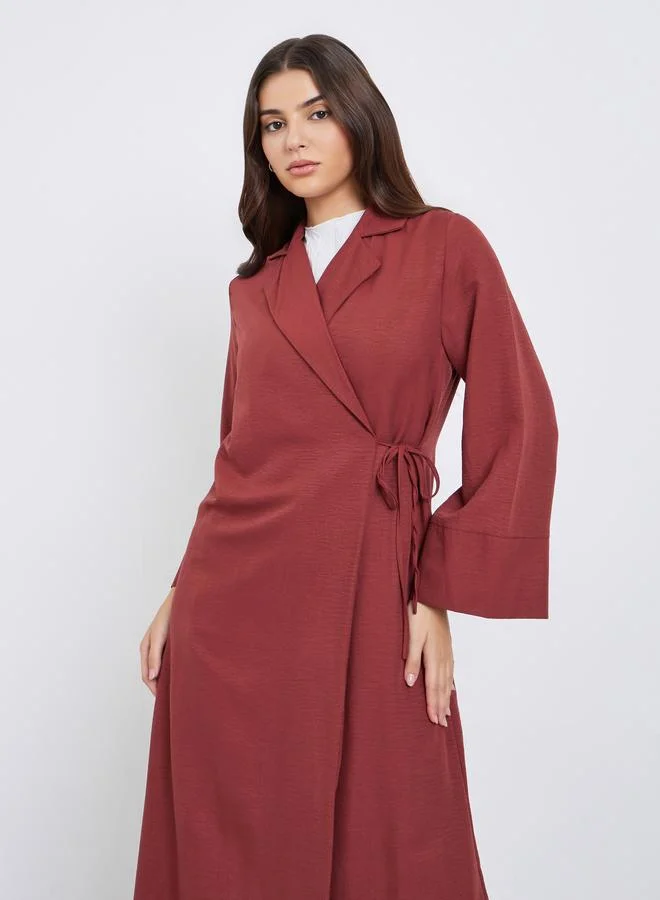 Amirah Amirah Burgundy Notch Label Wrap Abaya