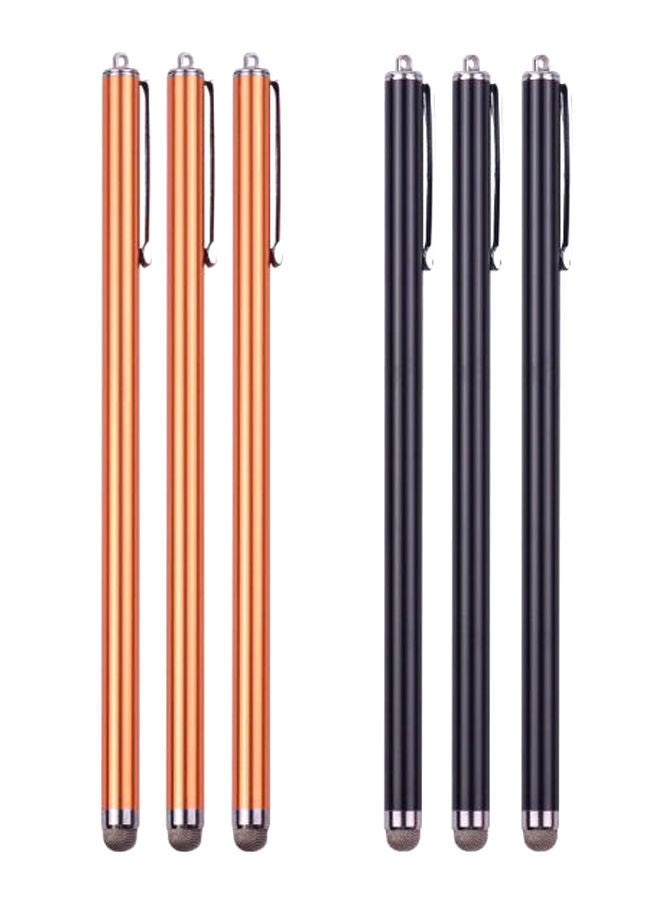 NIBEMINENT 6-Piece Universal Capacitive Stylus Pen Set Gold/Black