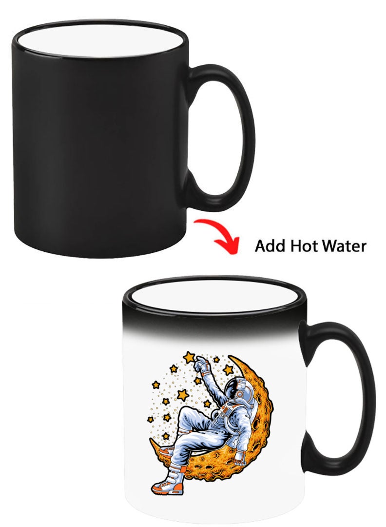 Theodor Color Changing Heat Sensitive Ceramic Mug, Image Revealed When HOT Liquid is Added! Astronaut lying on moon - Image 1