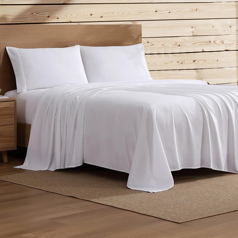Coleman Twin Sheets Set â€“ Durable Home Bedding with Outdoor Heart, Stylish & Reliable for Bedroom or Cabin â€“ Premium Solid Color, Built for Comfort, Style & Occasional Outdoor Use, White - Image 1
