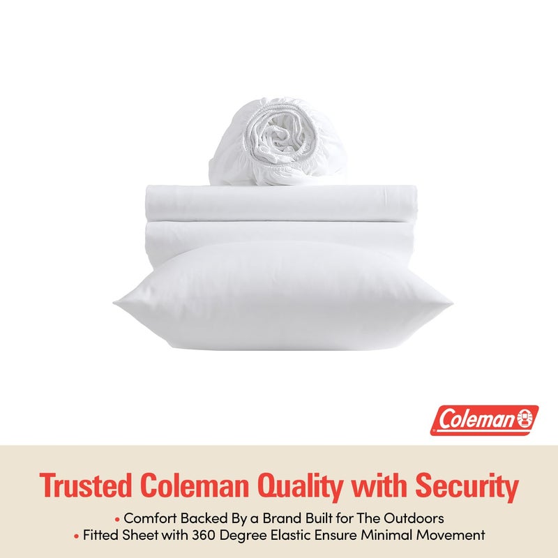 Coleman Twin Sheets Set â€“ Durable Home Bedding with Outdoor Heart, Stylish & Reliable for Bedroom or Cabin â€“ Premium Solid Color, Built for Comfort, Style & Occasional Outdoor Use, White - Image 2