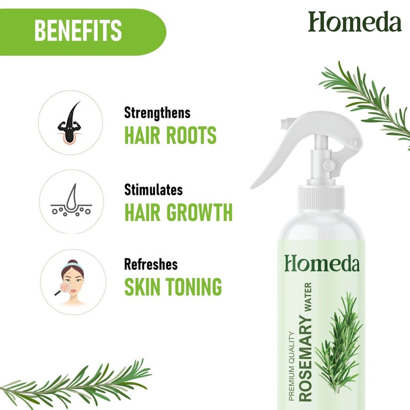Homeda Rosemary Water Spray for Hair Growth (6.8 fl oz) Romero Para el Cabello TÃ³nico de | Rosemary Hydrosol Tonic | Scalp Spray Root Enhancer & Locs (200ml) - Natural, Sulfate, Paraben Free - Image 2