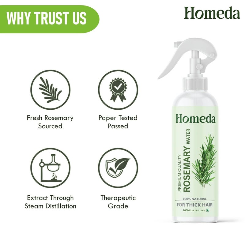 Homeda Rosemary Water Spray for Hair Growth (6.8 fl oz) Romero Para el Cabello TÃ³nico de | Rosemary Hydrosol Tonic | Scalp Spray Root Enhancer & Locs (200ml) - Natural, Sulfate, Paraben Free - Image 5