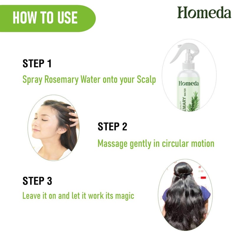 Homeda Rosemary Water Spray for Hair Growth (6.8 fl oz) Romero Para el Cabello TÃ³nico de | Rosemary Hydrosol Tonic | Scalp Spray Root Enhancer & Locs (200ml) - Natural, Sulfate, Paraben Free - Image 4