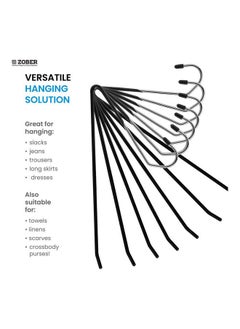 Arabest 40-Piece Non-Slip Slack/Trousers Anti-Rust Chrome Metal Hangers Black/Silver 35.5x17cm  - Image 3