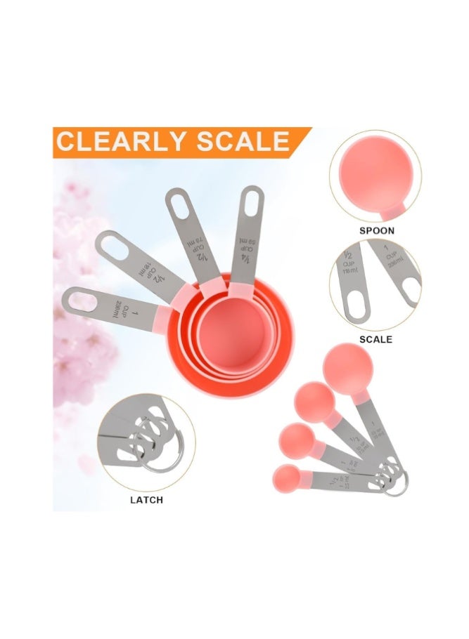 طقم أكواب وملاعق قياس 8 قطع بمقابض ستانلس ستيل قابلة للتكديس - Image 4