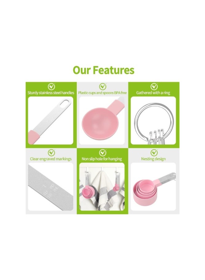 طقم أكواب وملاعق قياس 8 قطع بمقابض ستانلس ستيل قابلة للتكديس - Image 5