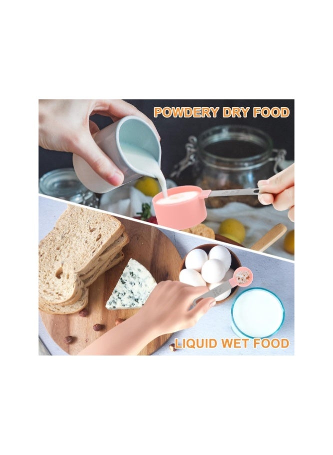 طقم أكواب وملاعق قياس 8 قطع بمقابض ستانلس ستيل قابلة للتكديس - Image 3