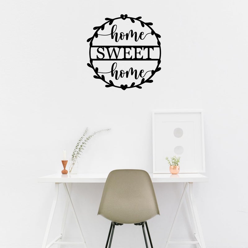 Yuzhuo Metal Home sweet home Sign Wall Art Decor for Gift Present Indoor Home Bedroom Living Room Decorations (Black 28 x 28 cm) - Image 2