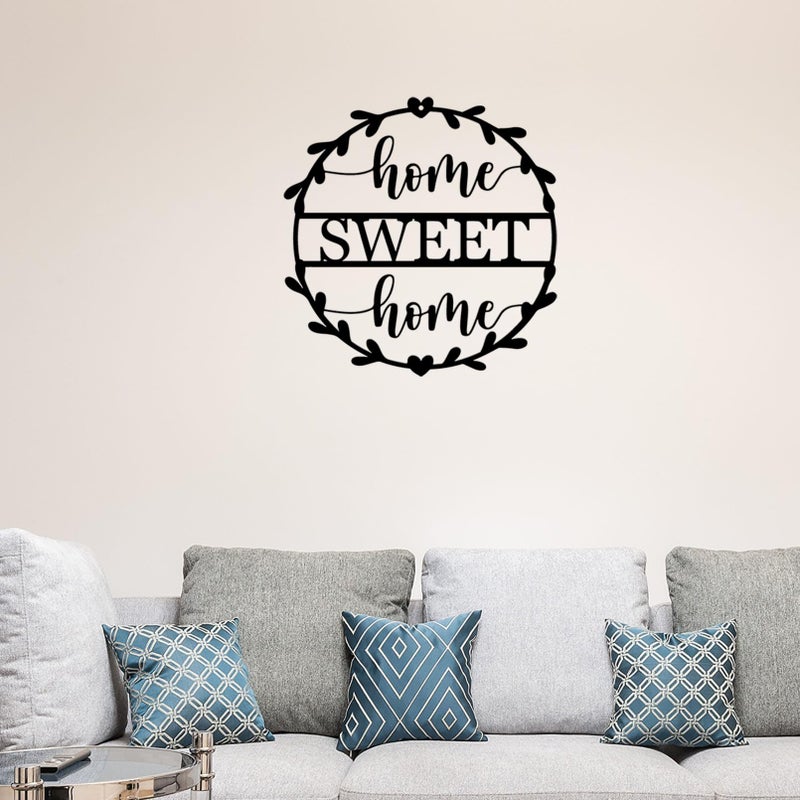 Yuzhuo Metal Home sweet home Sign Wall Art Decor for Gift Present Indoor Home Bedroom Living Room Decorations (Black 28 x 28 cm) - Image 5