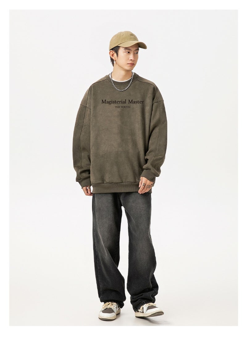 NIBEMINENT Sweatshirt Printed Round Neck Pullover Men's  Autumn Winter Warm Coats Fashionable Design Hoodies - Image 2