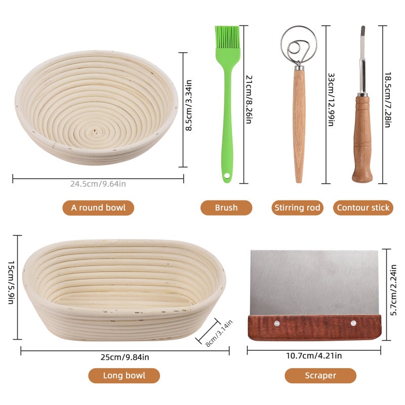Sourdough Starter Kit: 10 Inch Round & Oval Natural Rattan Proofing Baskets, Complete Bread Making Tools - Easy Clean & Use Bread Baking Supplies for Home Bakers, Beginners & Professionals - Image 2