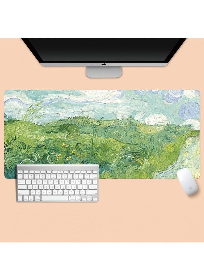 Generic Van Gogh'S Oil And Landscape Paintings Gaming Mouse Pad Extended Large Mat Desk Pad Stitched Edges Mousepad Long Mouse Pad And Non-Slip Rubber Base Mice Pad 800X300X4mm  - Image 1