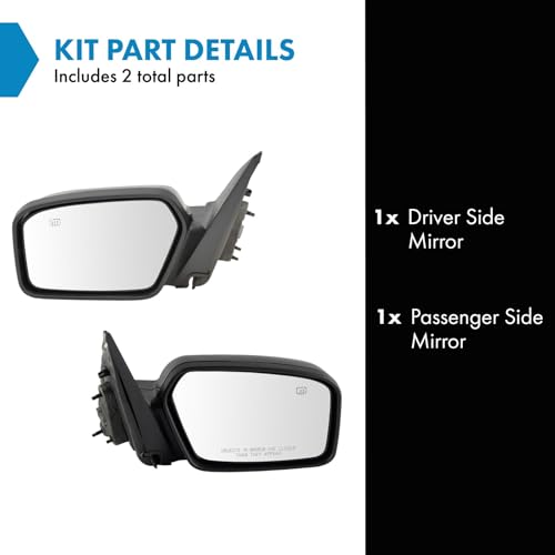 TRQ 2 Piece Driver and Passenger Side Mirror Assembly Set Electric Adjustment Heated No Memory Black Compatible with 2006-2009 Ford Fusion Mercury Milan FO1320326 FO1321326 - Image 2
