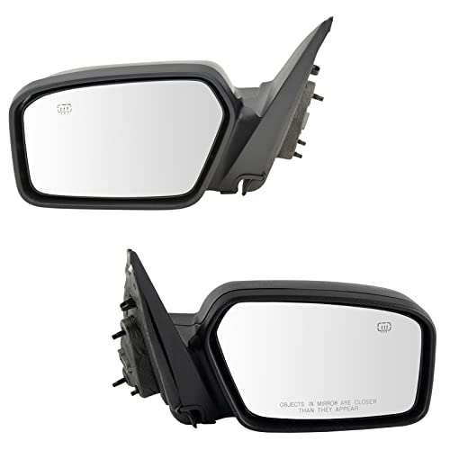 TRQ 2 Piece Driver and Passenger Side Mirror Assembly Set Electric Adjustment Heated No Memory Black Compatible with 2006-2009 Ford Fusion Mercury Milan FO1320326 FO1321326 - Image 1