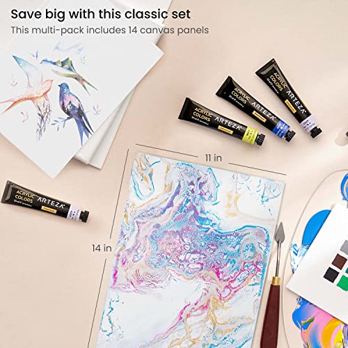ARTEZA Canvas Boards for Painting, 11 x 14 Inches, Pack of 14, Blank White Canvas Panels for Acrylic, Oil, Gouache & Tempera Painting - Image 3