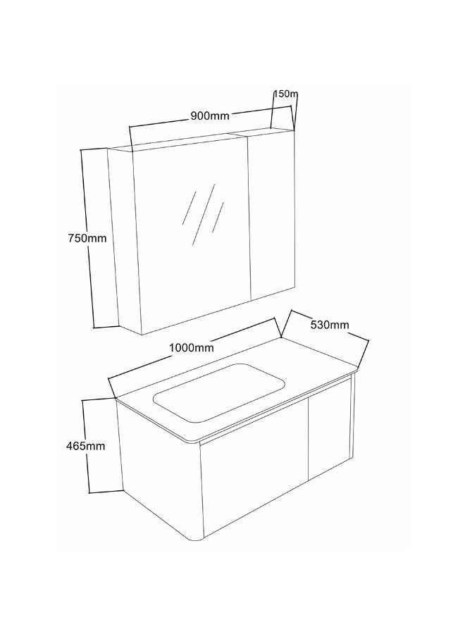 DANUBE HOME Milano Plus Vino Vanity With Mirror & Cabinet (2Pcs/Set) (100X53X46.5) Cm - Grey Finish| Single Basin Wooden/Pvc Sink Cabinet Compact Storage Cabinet For Modern Bathroom  - Image 4