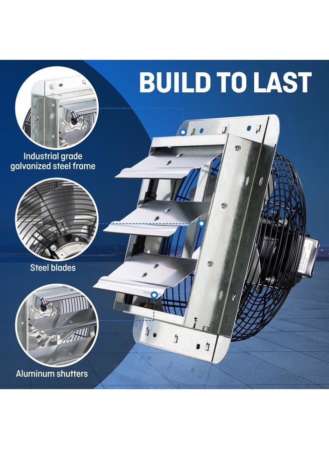 iLIVING 10" Wall Mounted Shutter Exhaust Fan, Automatic Shutter, with Thermostat and Variable Speed controller, 65W, 820 CFM, 1200 SQF Coverage Area Silver (ILG8SF10V-ST) - Image 5