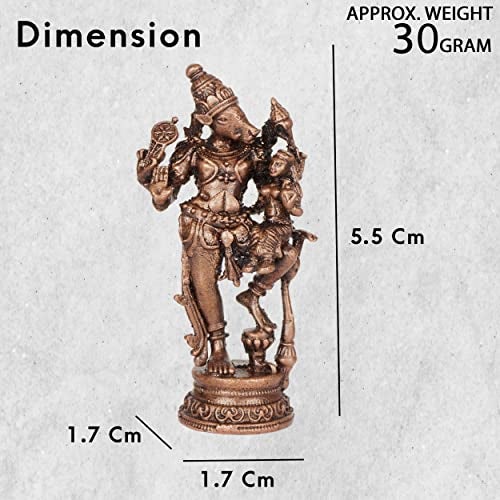Bhimonee Decor Handmade Copper Bhu Varaha Lakshmi Idol | 2 Inches | Patina Antique Finish - Image 2
