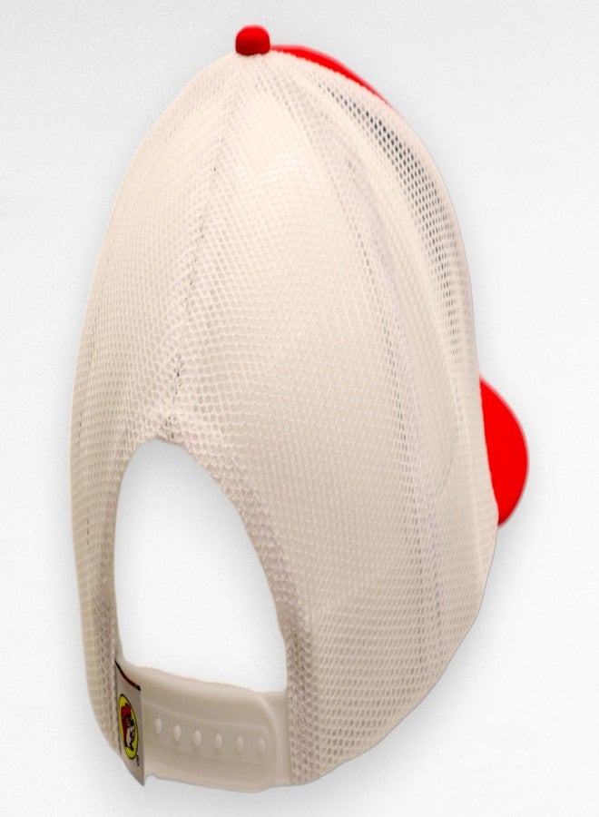 Buc-ee's قبعة سائق الشاحنة من Buc-ee's قابلة للتعديل، شعار القندس مطرز في الأمام، مقاس واحد يناسب الجميع (الولايات المتحدة، ألفا، مقاس واحد، أحمر/أبيض) - Image 2